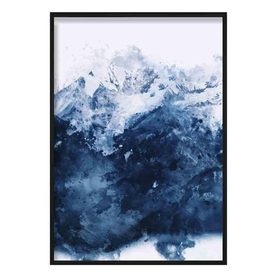 Kunstverk med Abstrakt Fjellmotiv i Blåtoner 0