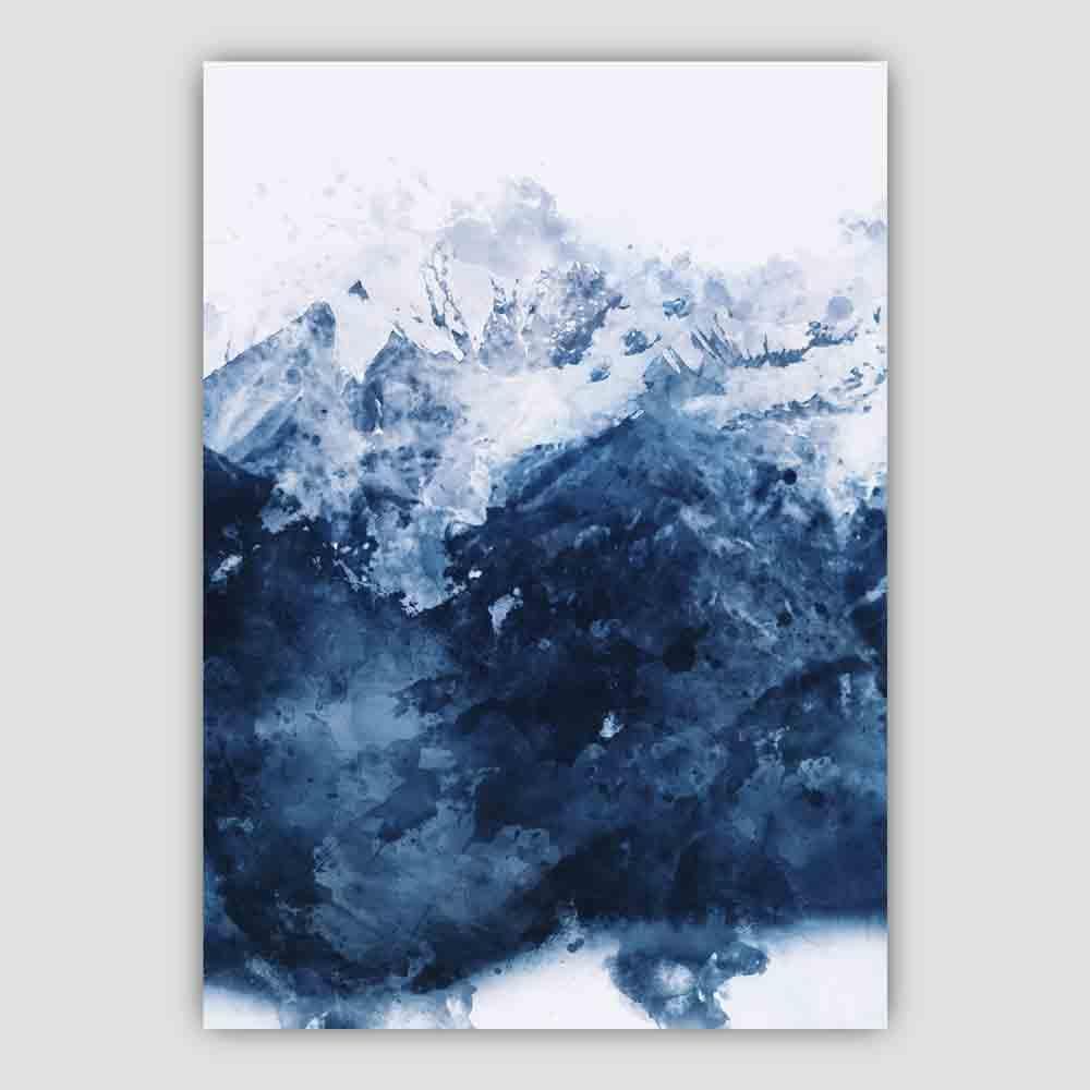 Kunstverk med Abstrakt Fjellmotiv i Blåtoner 3