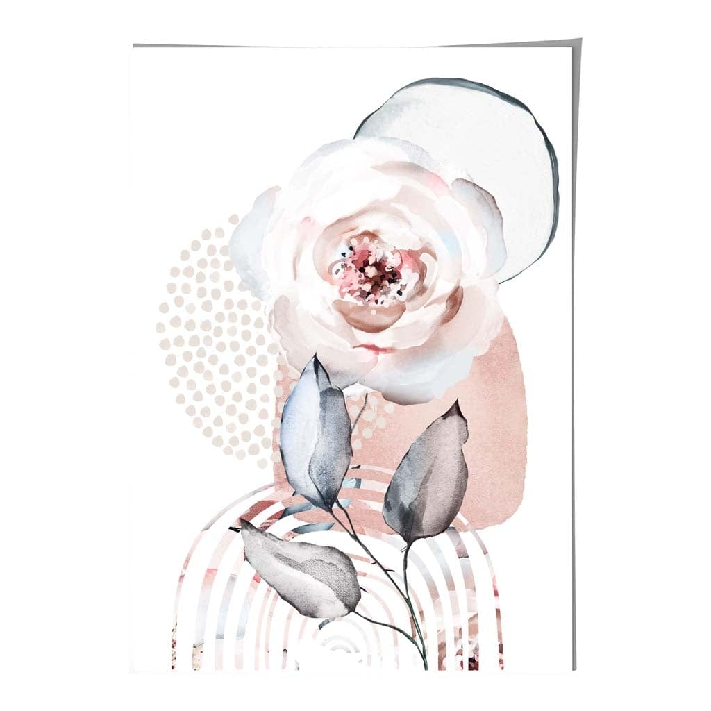 Kunstverk med Abstrakte Blomster og Geometriske Former 0