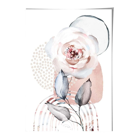 Kunstverk med Abstrakte Blomster og Geometriske Former 0