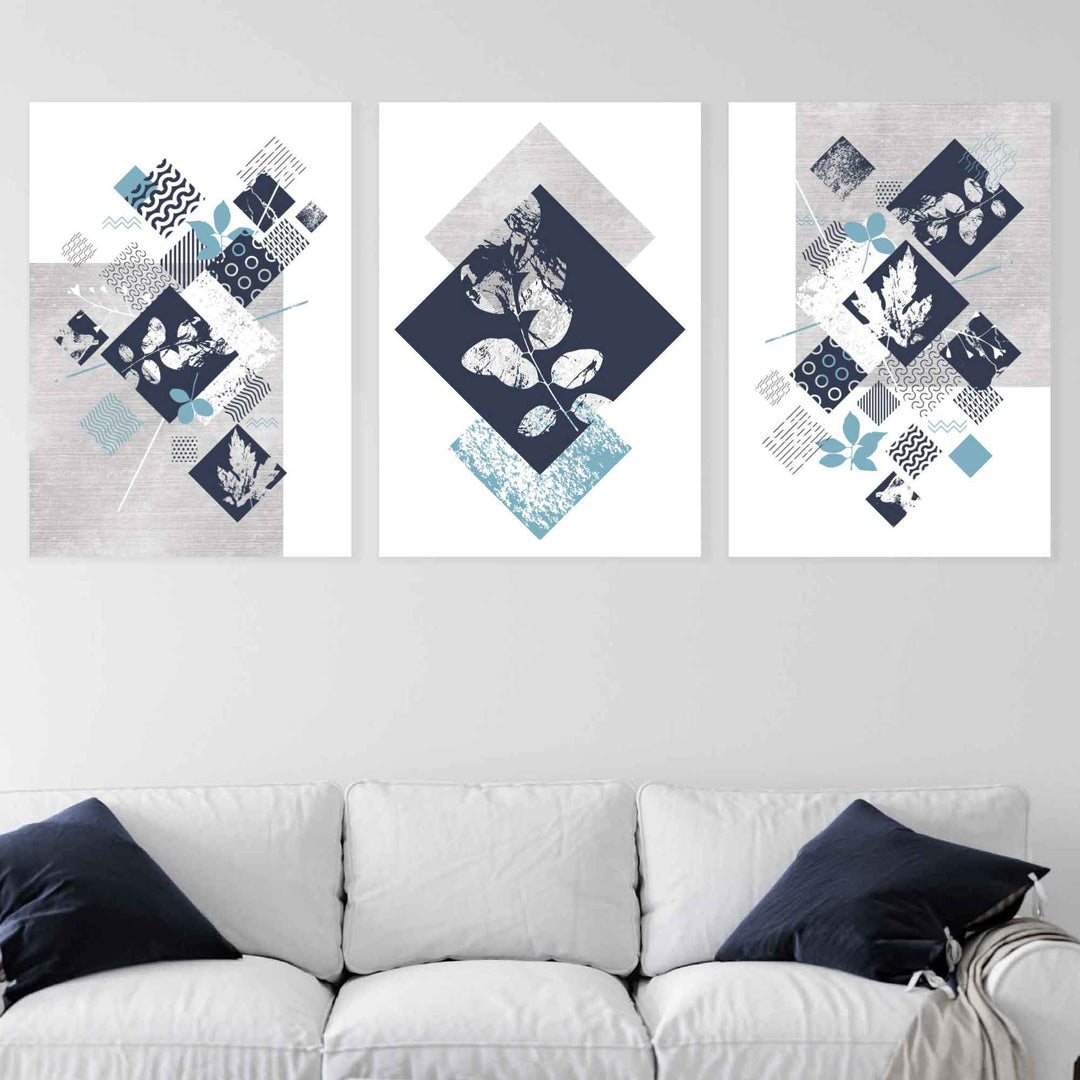 Kunstverk med Abstrakte Geometriske Blomster for Innendørs Dekorasjon 0