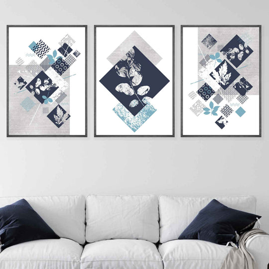 Kunstverk med Abstrakte Geometriske Blomster for Innendørs Dekorasjon 2
