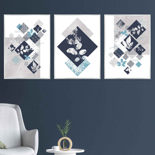 Kunstverk med Abstrakte Geometriske Blomster for Innendørs Dekorasjon 4