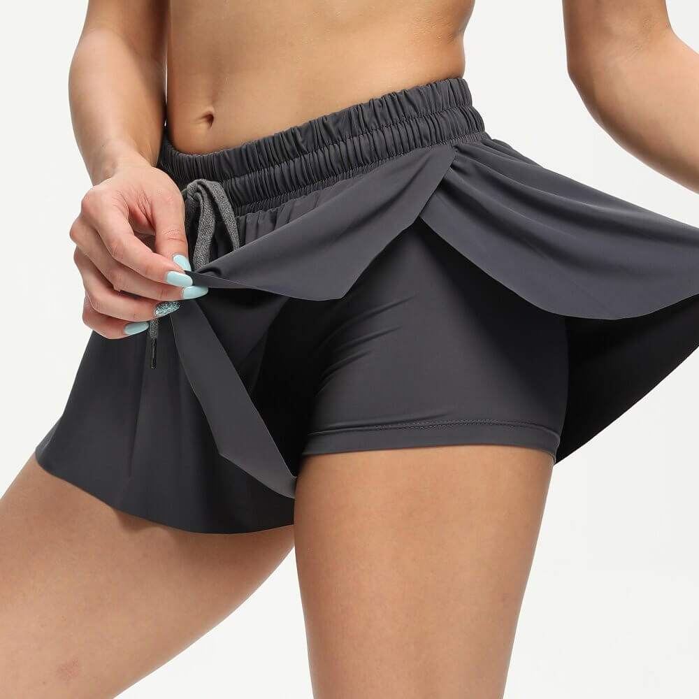 Kvinne 2-i-1 Treningsshorts med Flowy Design 7
