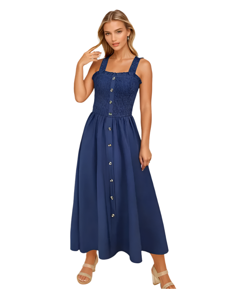 Kvinne A-Line Maxi Kjole med Shirret Midje 0