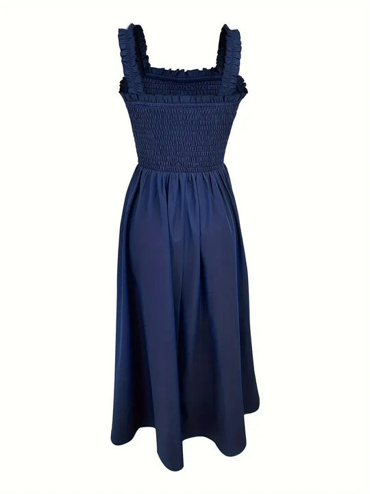 Kvinne A-Line Maxi Kjole med Shirret Midje 1