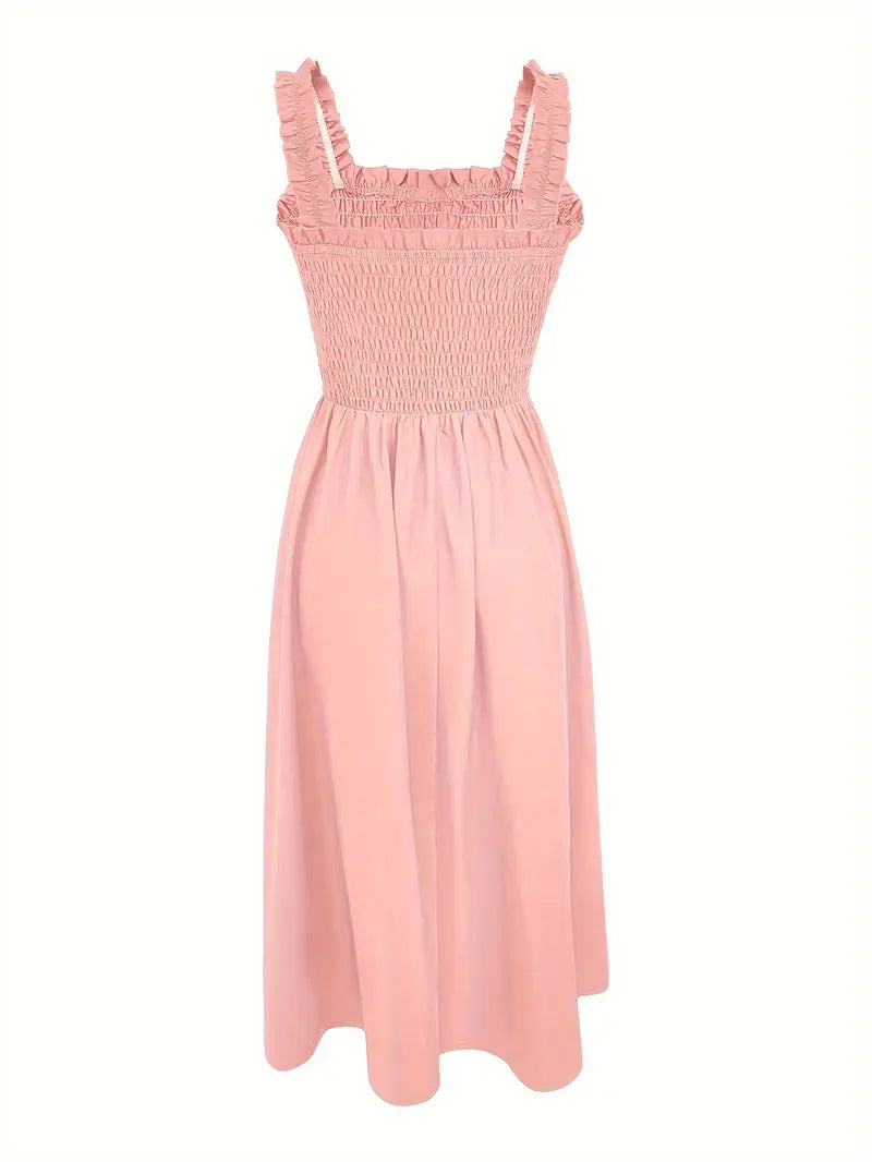 Kvinne A-Line Maxi Kjole med Shirret Midje 4