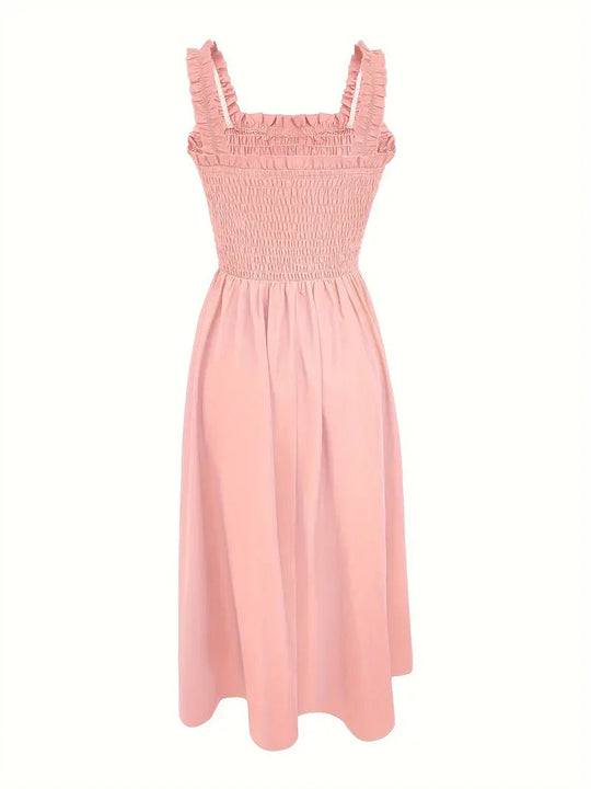 Kvinne A-Line Maxi Kjole med Shirret Midje 4
