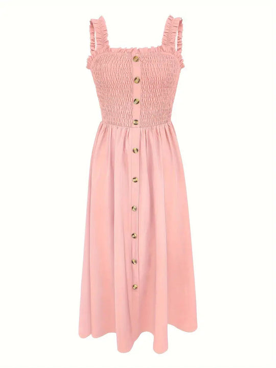 Kvinne A-Line Maxi Kjole med Shirret Midje 6