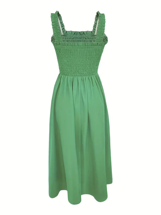 Kvinne A-Line Maxi Kjole med Shirret Midje 7