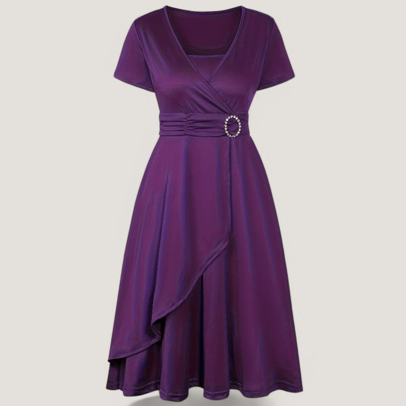 Kvinne Asymmetrisk Robe Med Strass Polyester 1