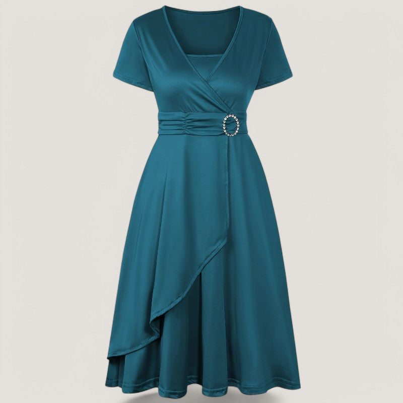 Kvinne Asymmetrisk Robe Med Strass Polyester 10