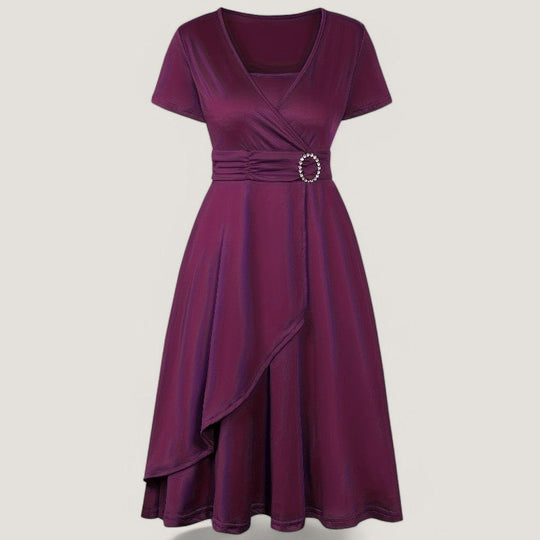 Kvinne Asymmetrisk Robe Med Strass Polyester 4