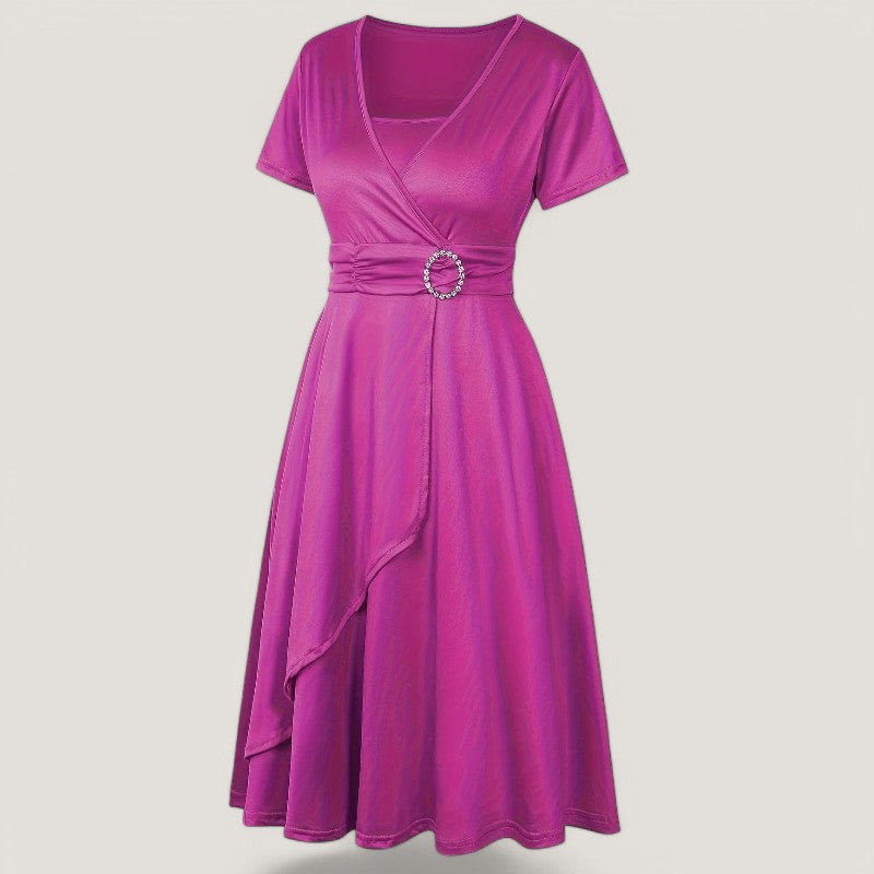 Kvinne Asymmetrisk Robe Med Strass Polyester 7