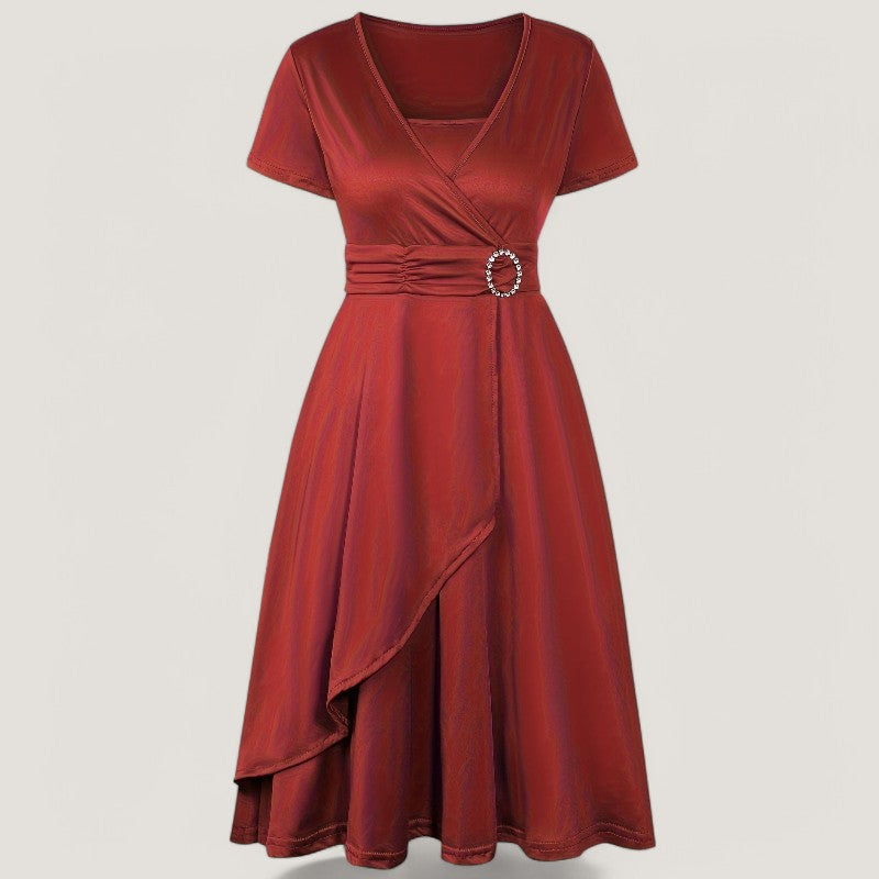 Kvinne Asymmetrisk Robe Med Strass Polyester 8
