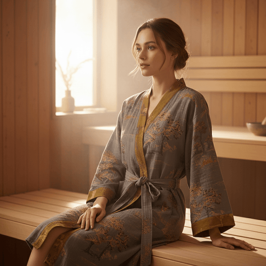Kvinne Badekåpe Kimono Retrodesign 8