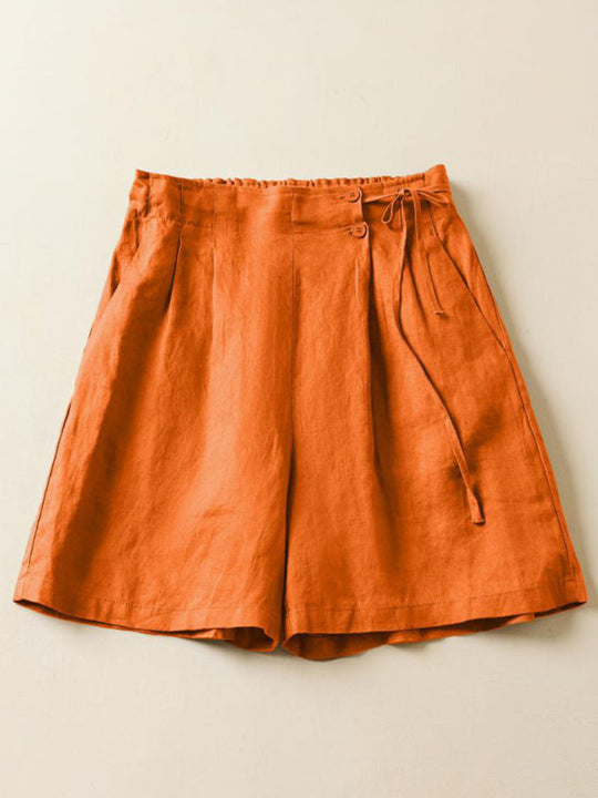 Kvinne Baggy Shorts Vevd Bomull Lin 3