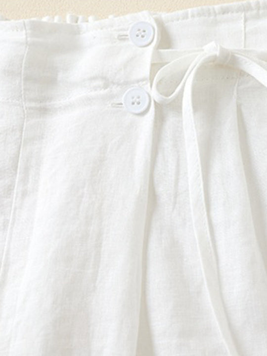 Kvinne Baggy Shorts Vevd Bomull Lin 7