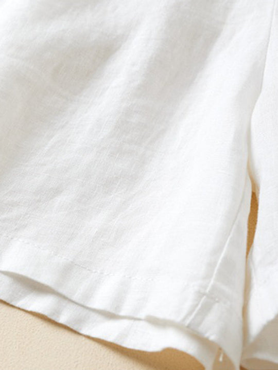 Kvinne Baggy Shorts Vevd Bomull Lin 8
