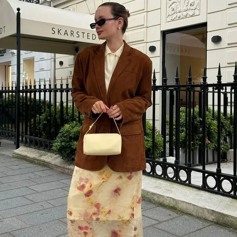Kvinne Blazer Jakke med Cropped Passform 2