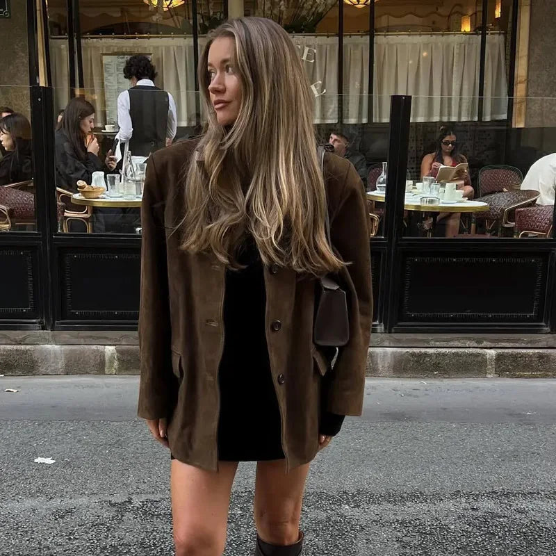 Kvinne Blazer Jakke med Cropped Passform 3