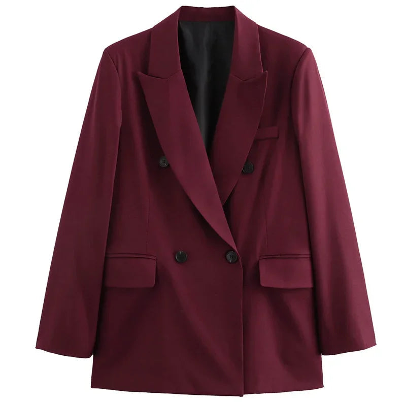 Kvinne Blazer Jakke med Dobbelknappet Design 0