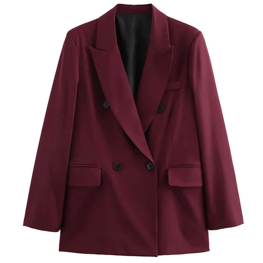 Kvinne Blazer Jakke med Dobbelknappet Design 0