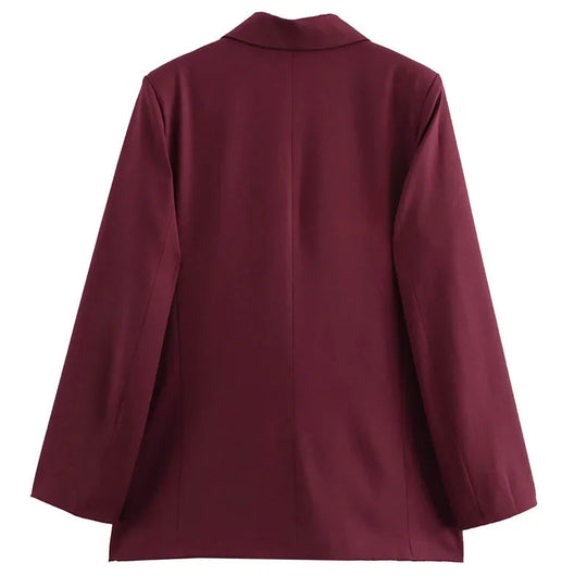 Kvinne Blazer Jakke med Dobbelknappet Design 4