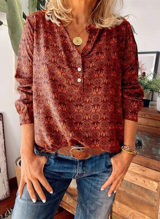 Kvinne Bluse Allover Print Akryl Utskjæring 1