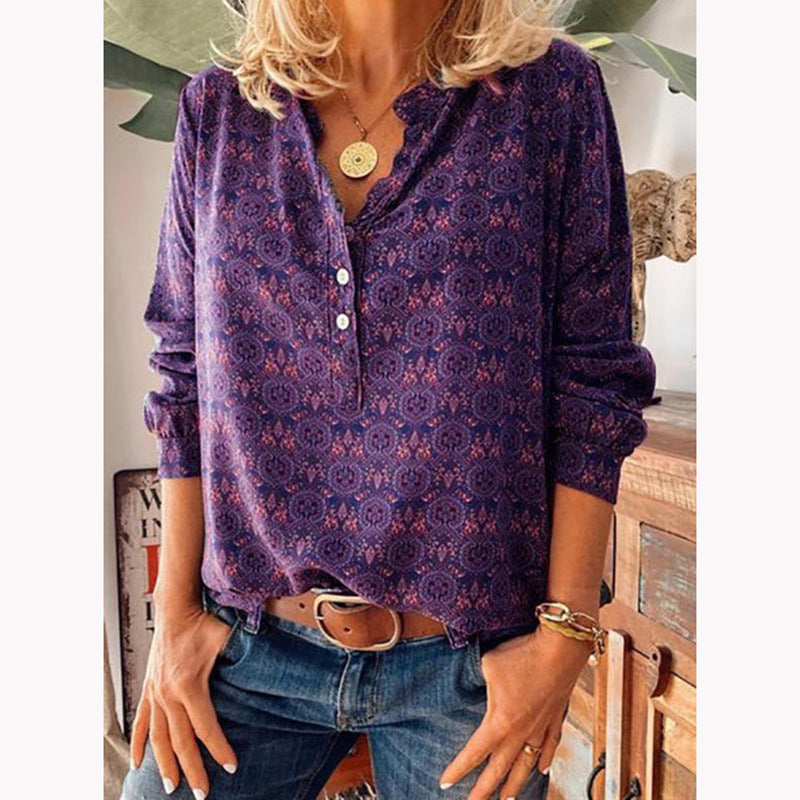 Kvinne Bluse Allover Print Akryl Utskjæring 2