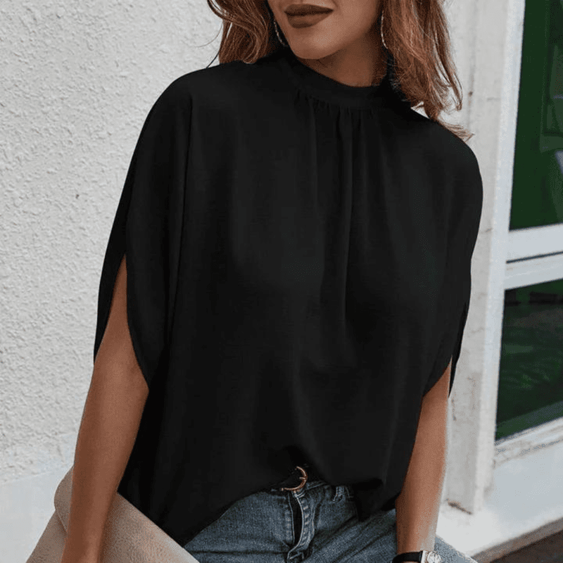 Kvinne Bluse Chiffon Halvlange Ermer med Splittdetaljer 1