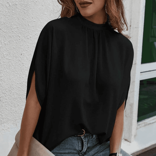 Kvinne Bluse Chiffon Halvlange Ermer med Splittdetaljer 1