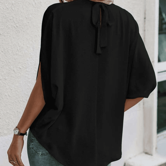 Kvinne Bluse Chiffon Halvlange Ermer med Splittdetaljer 3