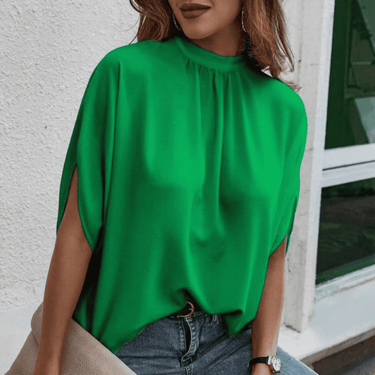 Kvinne Bluse Chiffon Halvlange Ermer med Splittdetaljer 5