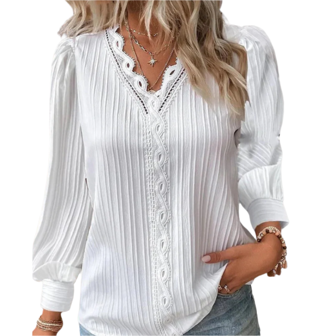 Kvinne Bluse Langermet Chiffon med Detaljer 0