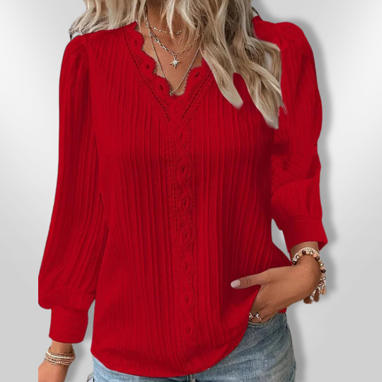 Kvinne Bluse Langermet Chiffon med Detaljer 4