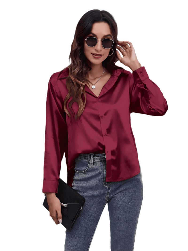 Kvinne Bluse Langermet Satin 0