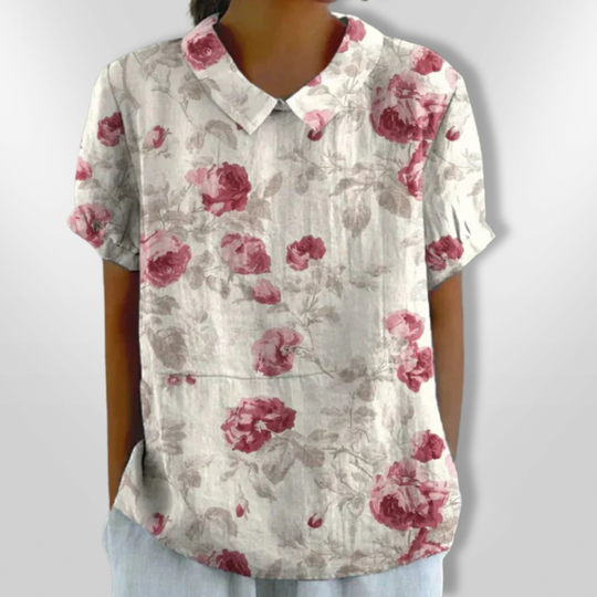 Kvinne Bluse Løs Passform Blomstertrykk Lett Stoff 2
