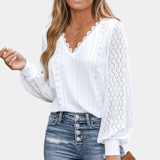 Kvinne Bluse V-hals Blonde 1