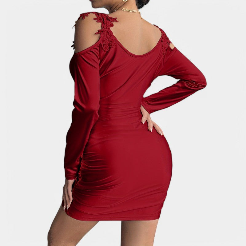 Kvinne Bodycon Kjole Langermet Satin 4