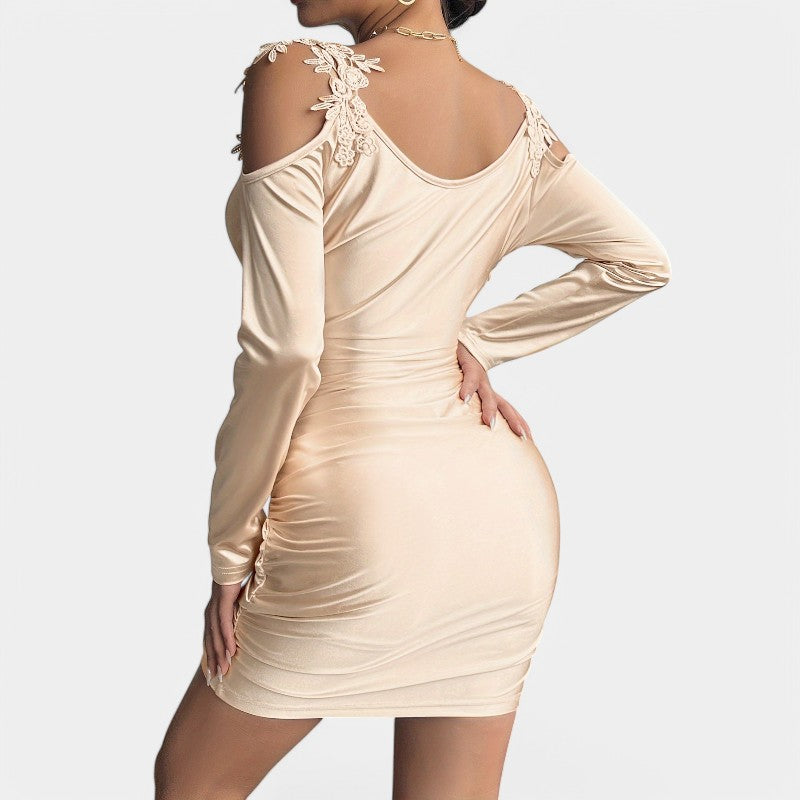 Kvinne Bodycon Kjole Langermet Satin 6