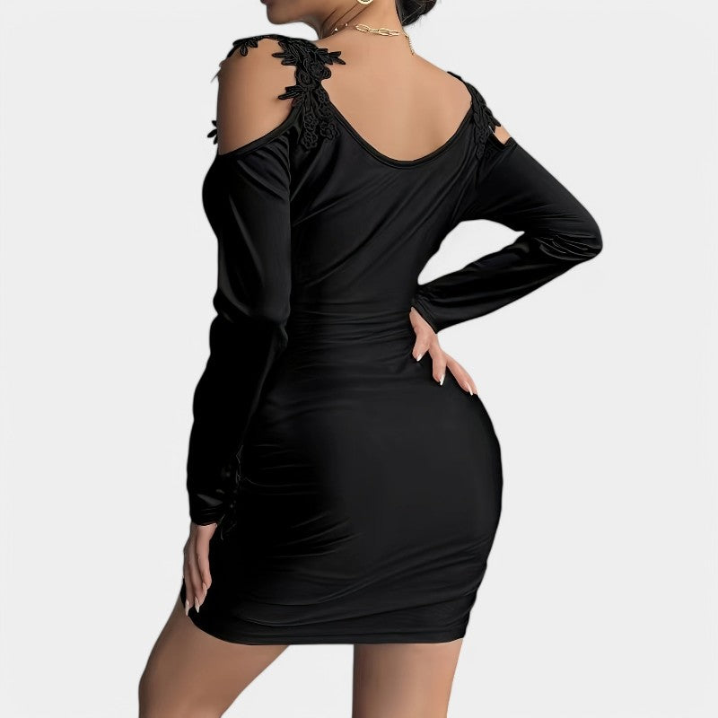 Kvinne Bodycon Kjole Langermet Satin 8