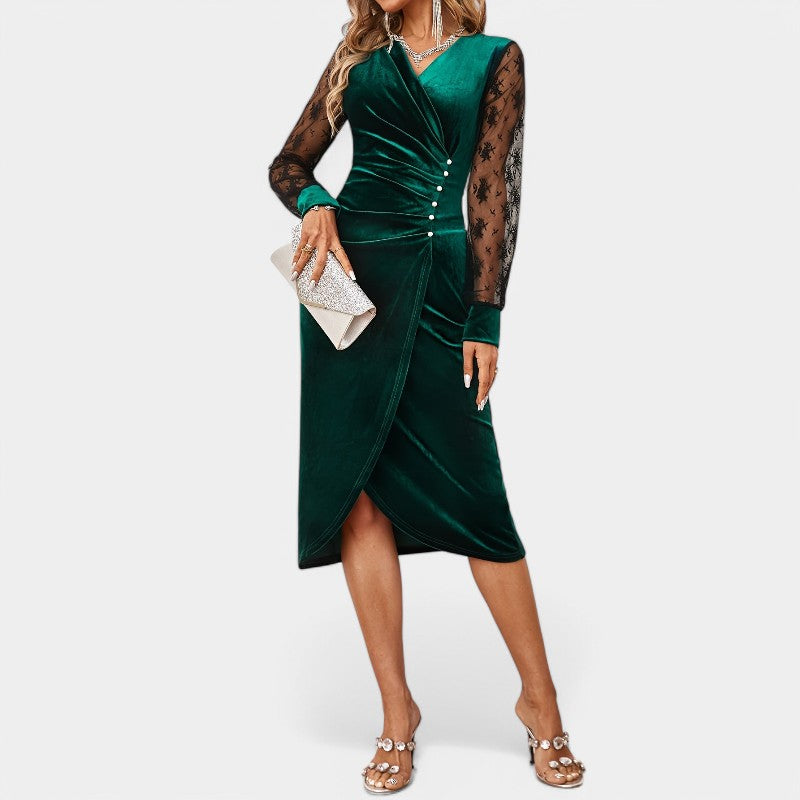 Kvinne Bodycon Kjole Med Kontrast Blonde Detaljer 3
