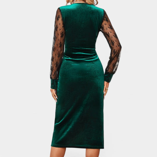 Kvinne Bodycon Kjole Med Kontrast Blonde Detaljer 4