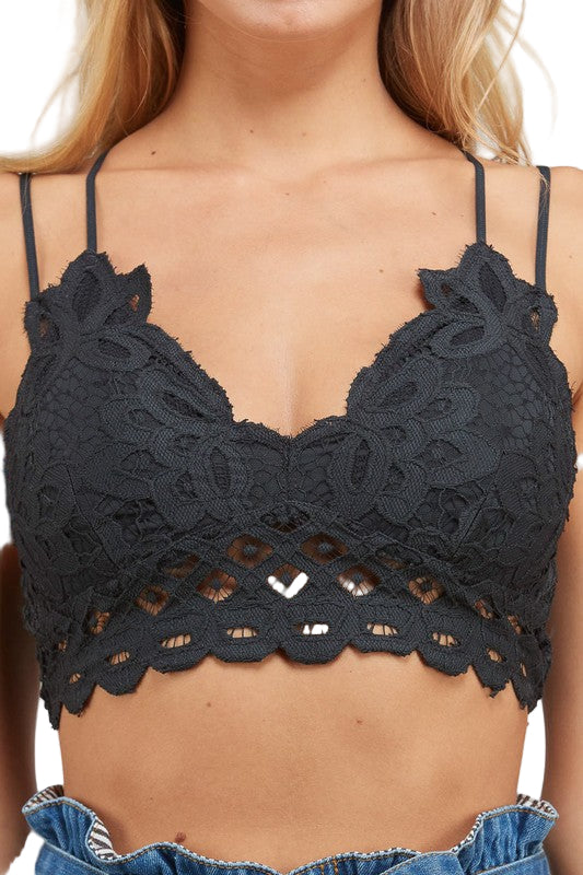 Kvinne Bralette med Dobbel Stropp og Blonder 0