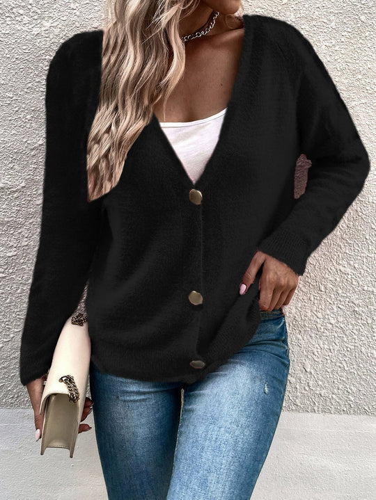 Kvinne Cardigan V-Hals Knapp Front 5