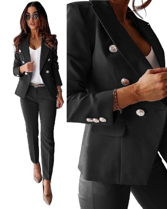 Kvinne Double-Breasted Dress Suit med Skreddersydd Passform 0