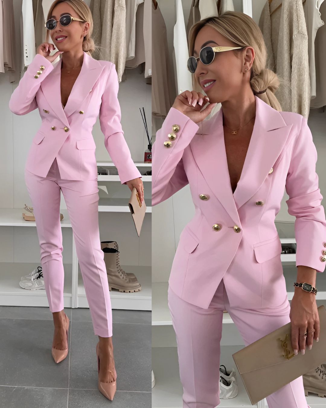 Kvinne Double-Breasted Dress Suit med Skreddersydd Passform 3