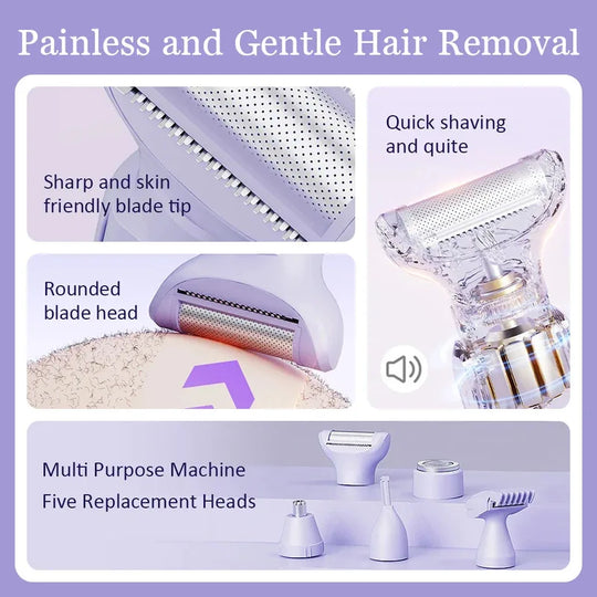 Kvinne Elektrisk Barbermaskin All-in-One Trådløs Med Justerbar Vinkel 1