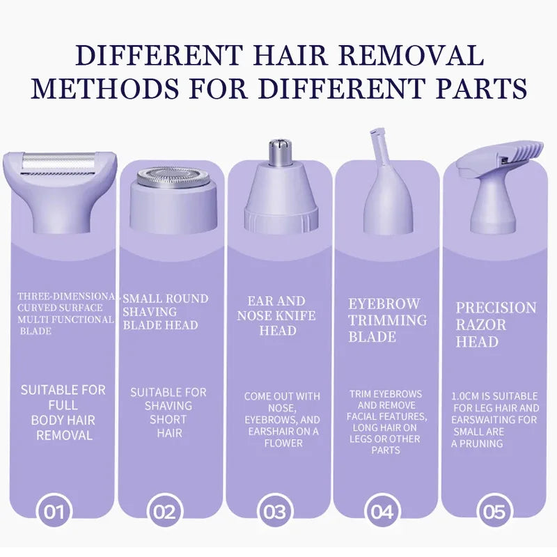 Kvinne Elektrisk Barbermaskin All-in-One Trådløs Med Justerbar Vinkel 2